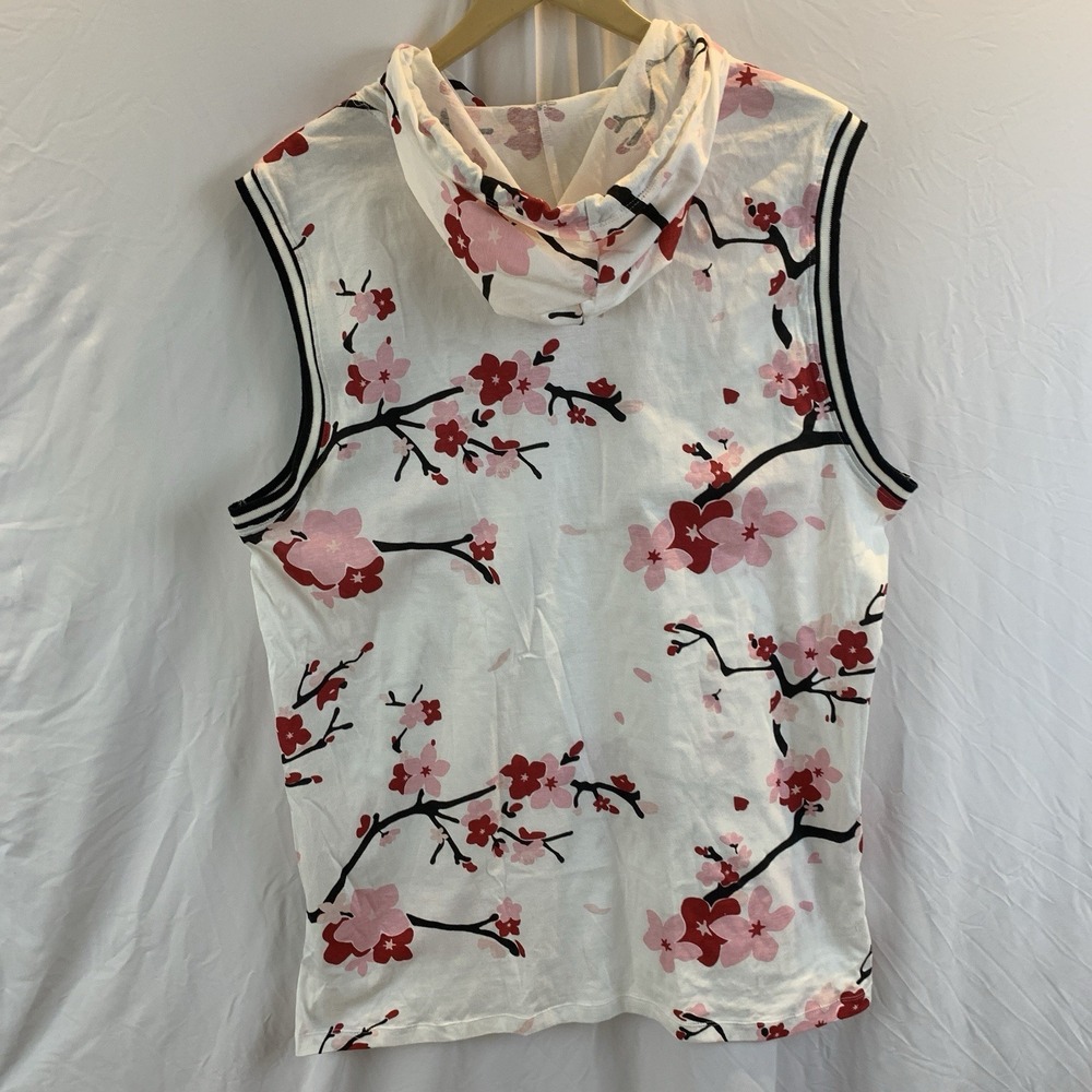 Streetwear Tokyo Sleeveless Hoodie XL Cherry Blossom Graphic Tank Top - Picture 4 of 10